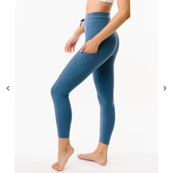 Zyia Calm Blue Drawstring Luxe Legging - Picture 1 of 3